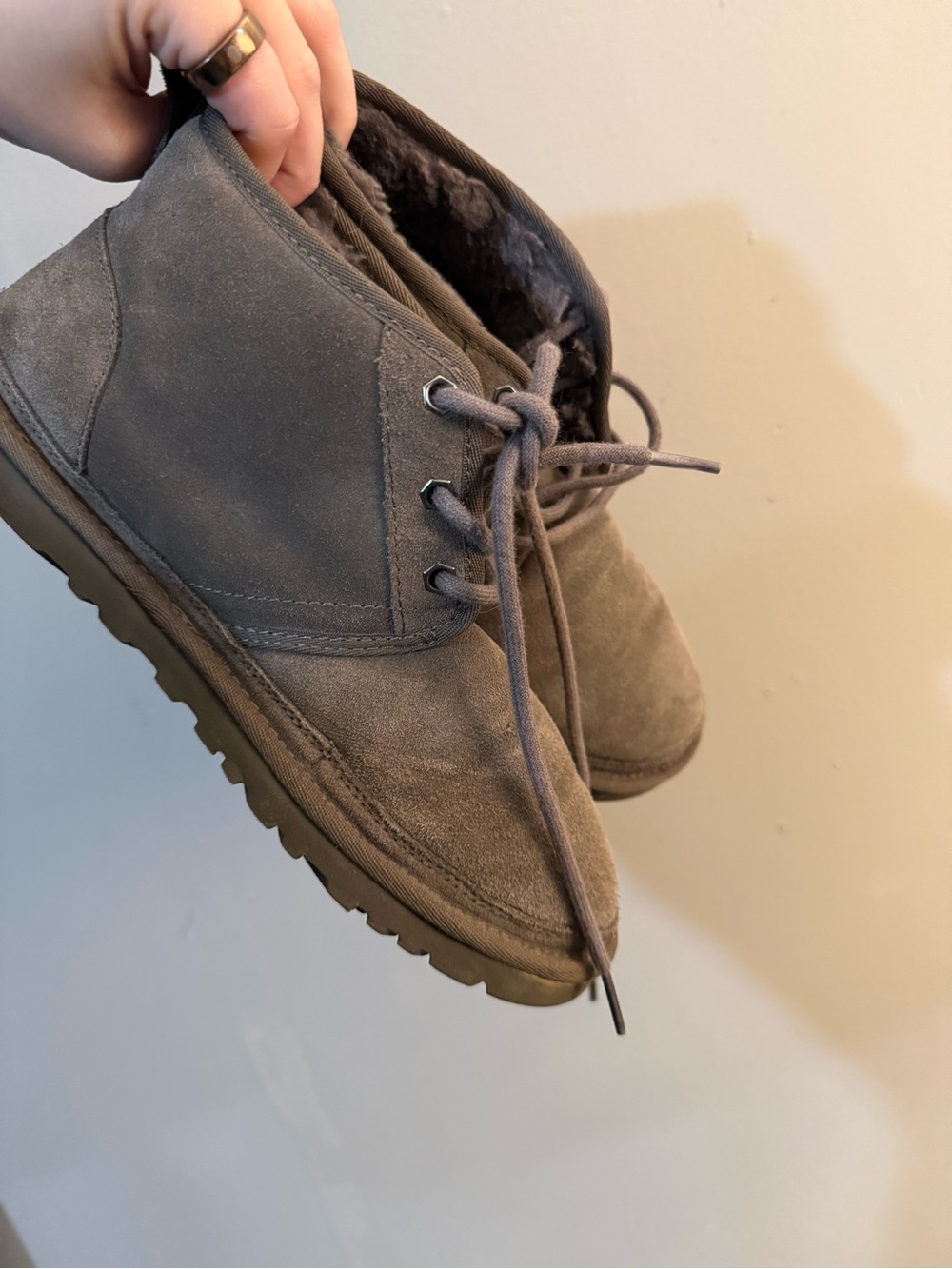 UGG Women's Gray Suede Lace-Up Ankle Boots
